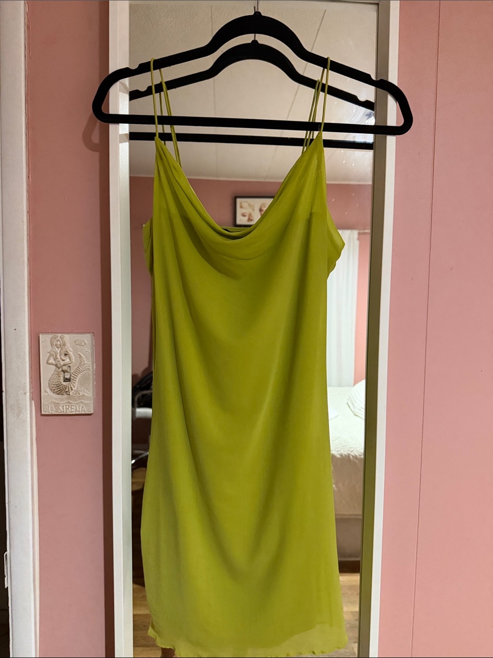 Forever 21 Lime Green Cowl Neck Slip Midi Dress